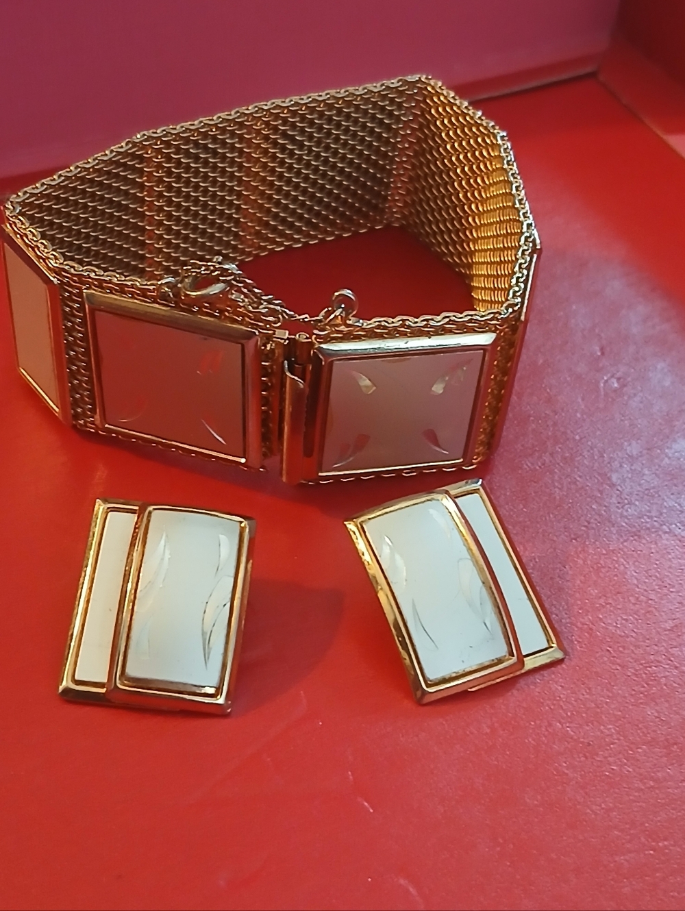 Vintage mesh bracelet & Earring Set